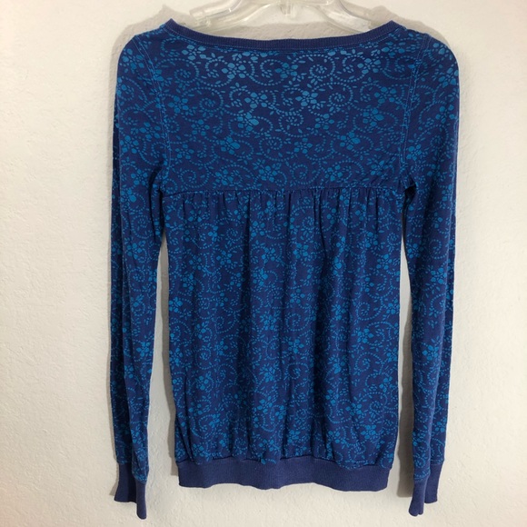 Free People XS TP Blue Long Sleeve Thermal Buttons - Picture 4 of 6